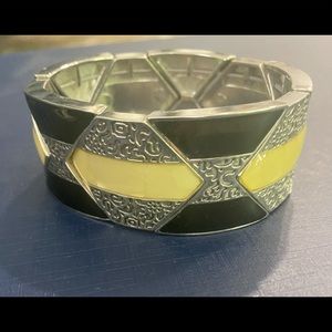 Lia Sophia black enamel and mother of pearl stretch bracelet